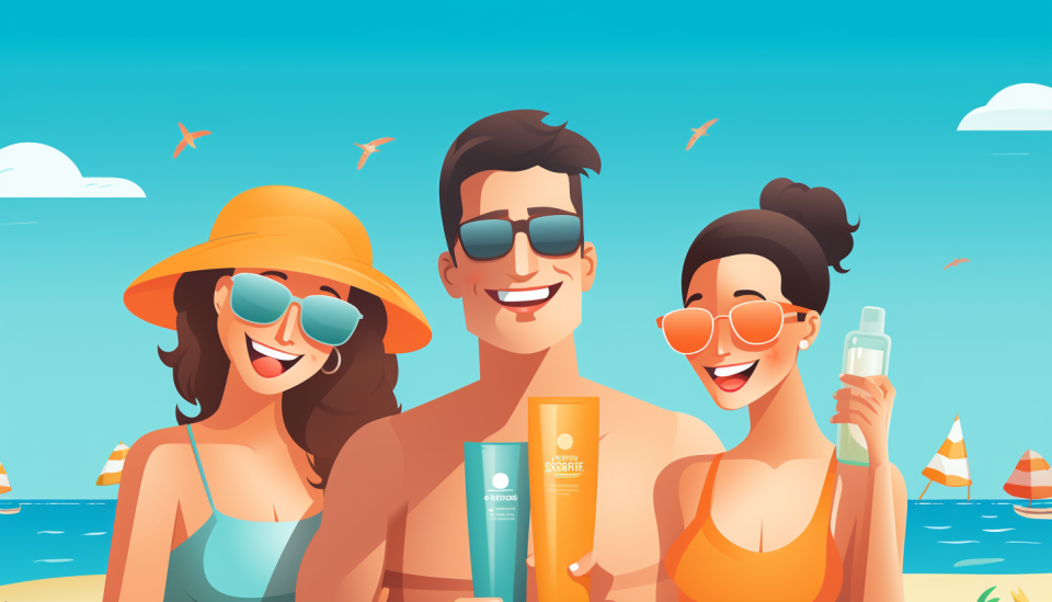 Chicos guapos en al playa utilizando los mejores protectores solares